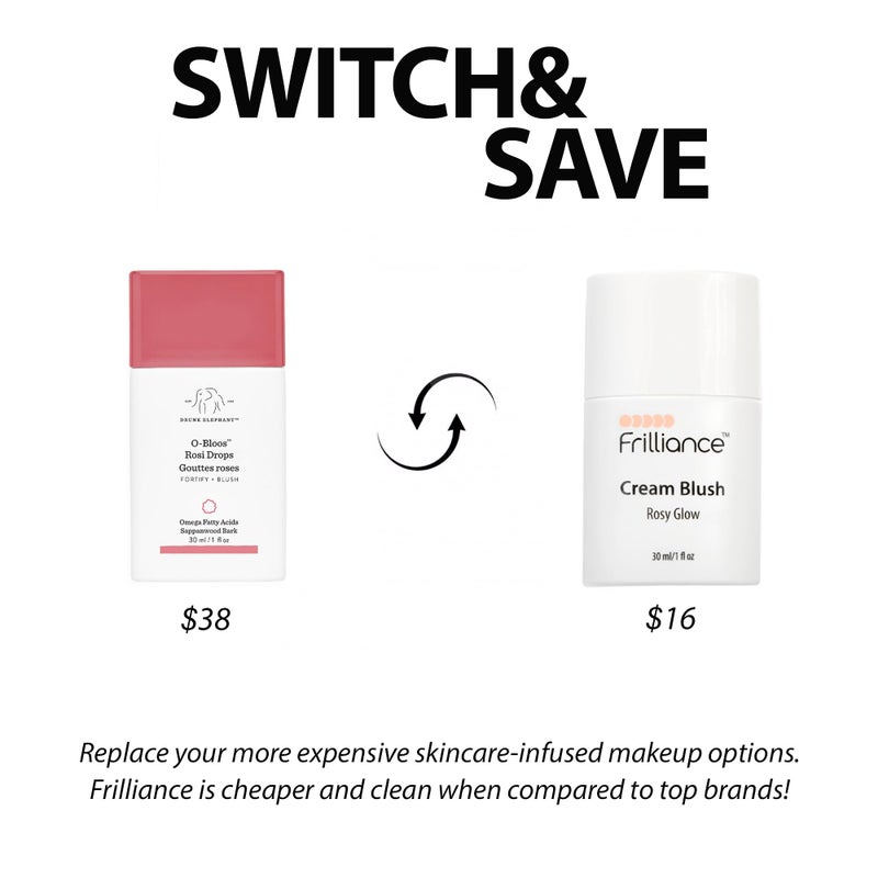 Frilliance Hydrating Cream Blush, Sheer Rosy Glow Tint, Cruelty Free Hypoallergenic for Teens of All Skin Types, 30 ml / 1 fl oz - Image 2